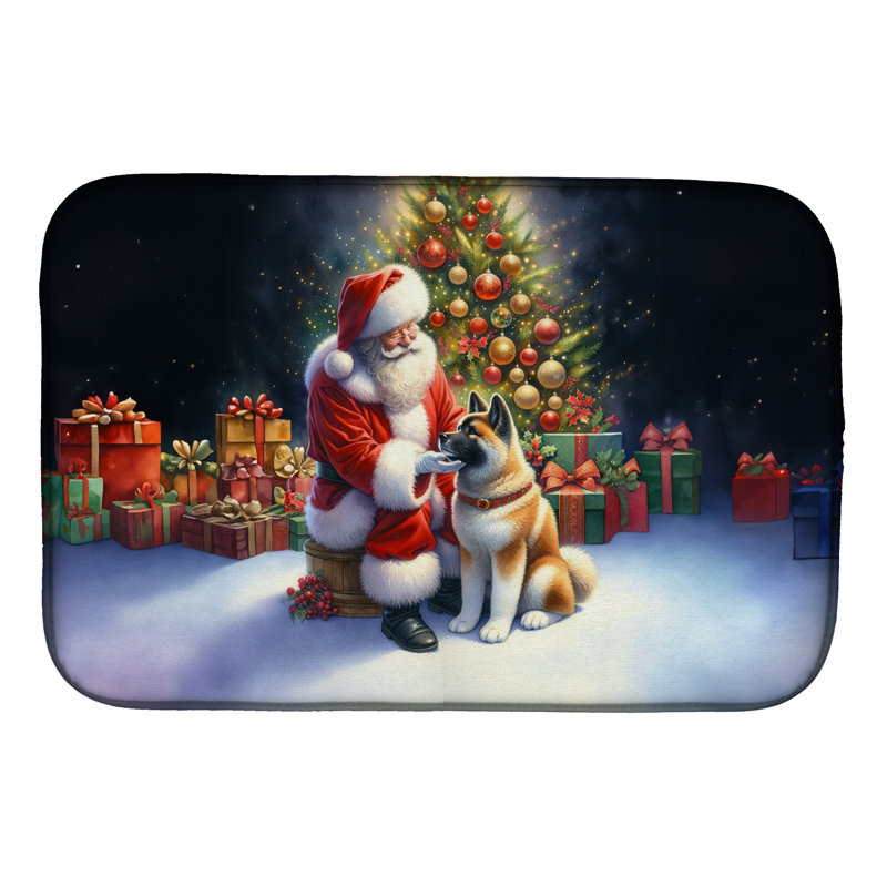 Tapis de vaisselle Akita and Santa Claus