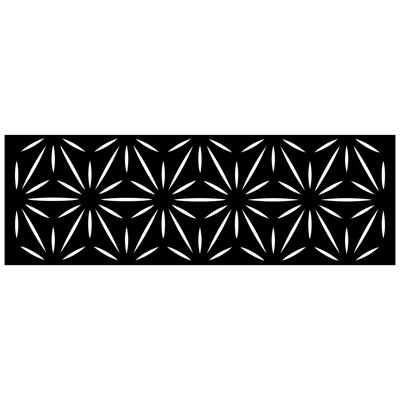 16"x48" Stars Galvanized Steel Wall and Fence Extension Privacy Panel, Black by OUTDECO
