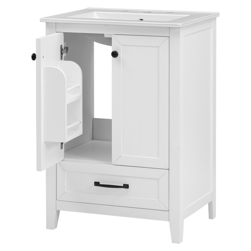 Ensemble de meuble-lavabo simple 24 po avec plateau en céramique Teneha