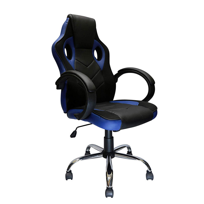 Fauteuil de jeu inclinable course avec inclinaison arrière et bleu armest, Bleu / Noir, Bleu / Noir