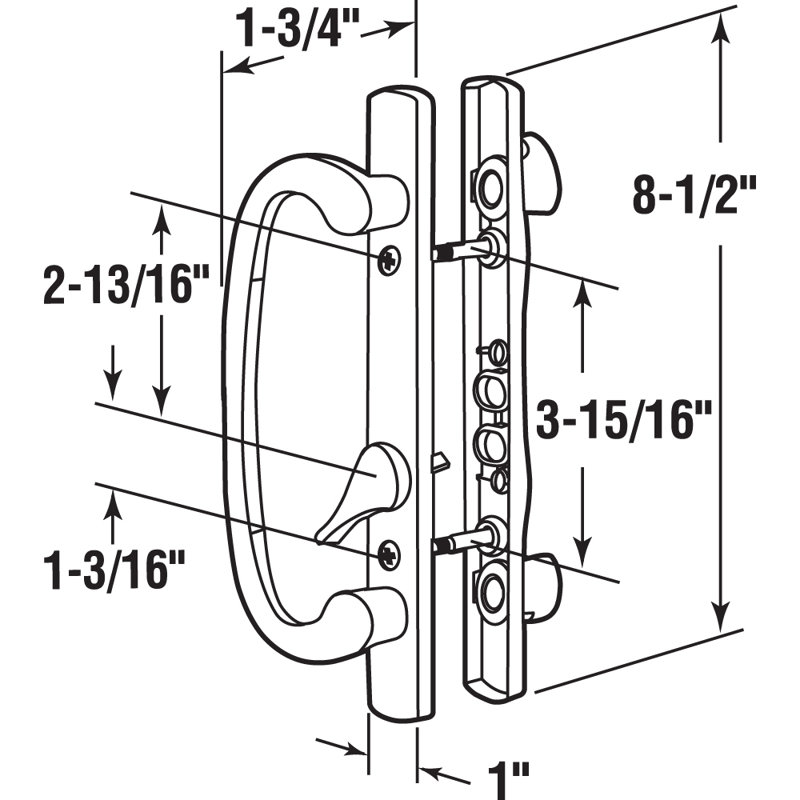 Mortise Style Sliding Patio Door Handle Set - Replace Old or Damaged Door Handles Quickly and Easily – Satin Nickel, Non-Keyed, Fits 3-15/16” Hole Spacing (1 Set)