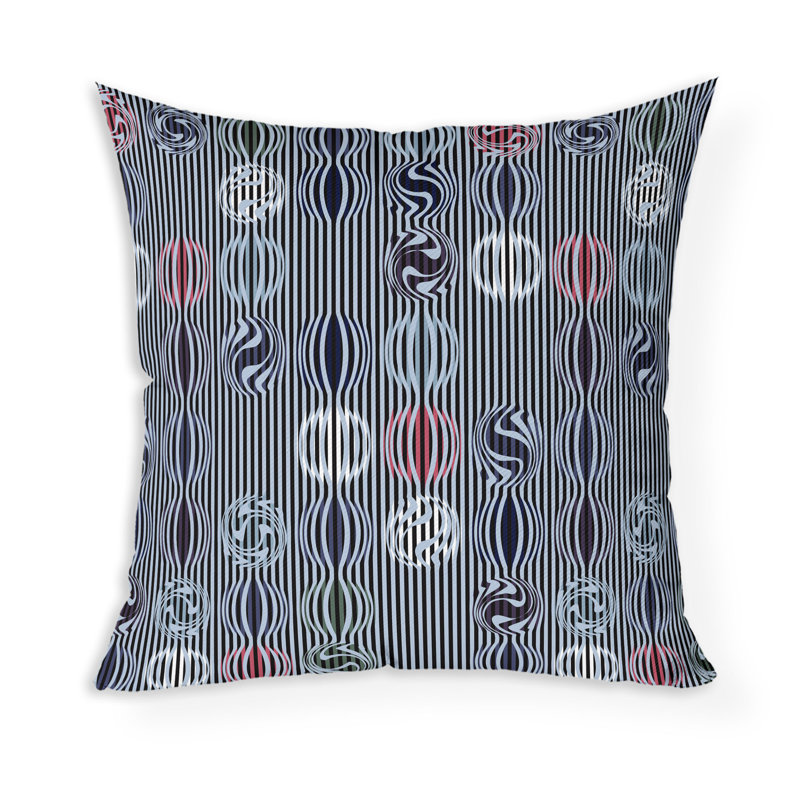 Coussin décoratif géométrique Gridscape, H 18 po x l 18 po, Bleu / Rose
