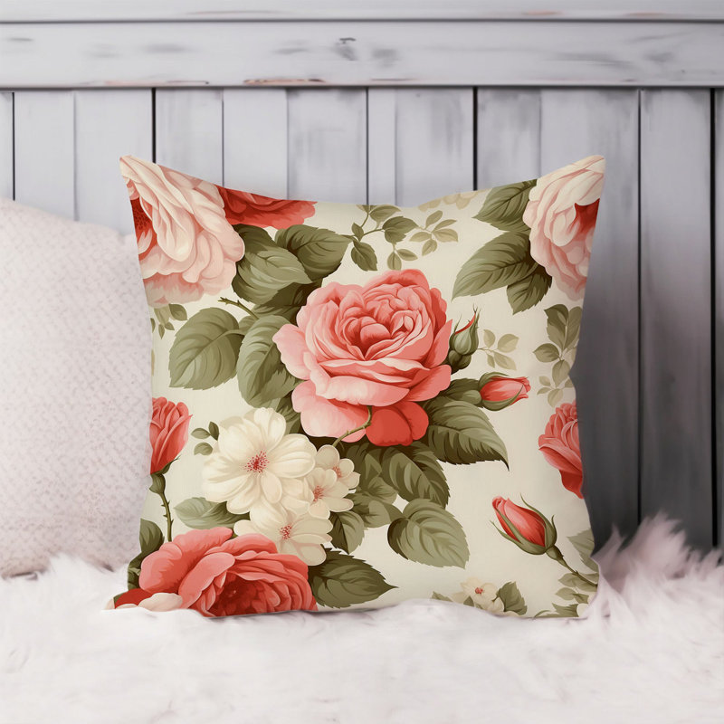 Floral Rose Flowers Pattern VI Cottage, 20"H x 20"W