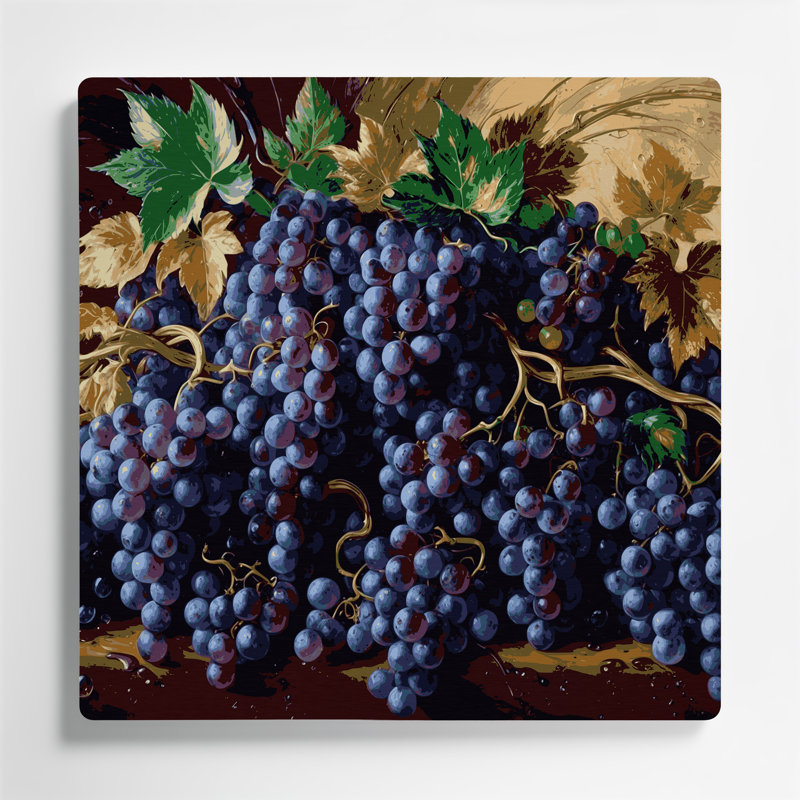 Fruit Grape Champagne Purple Metal Wall Art, 8" H x 8" W