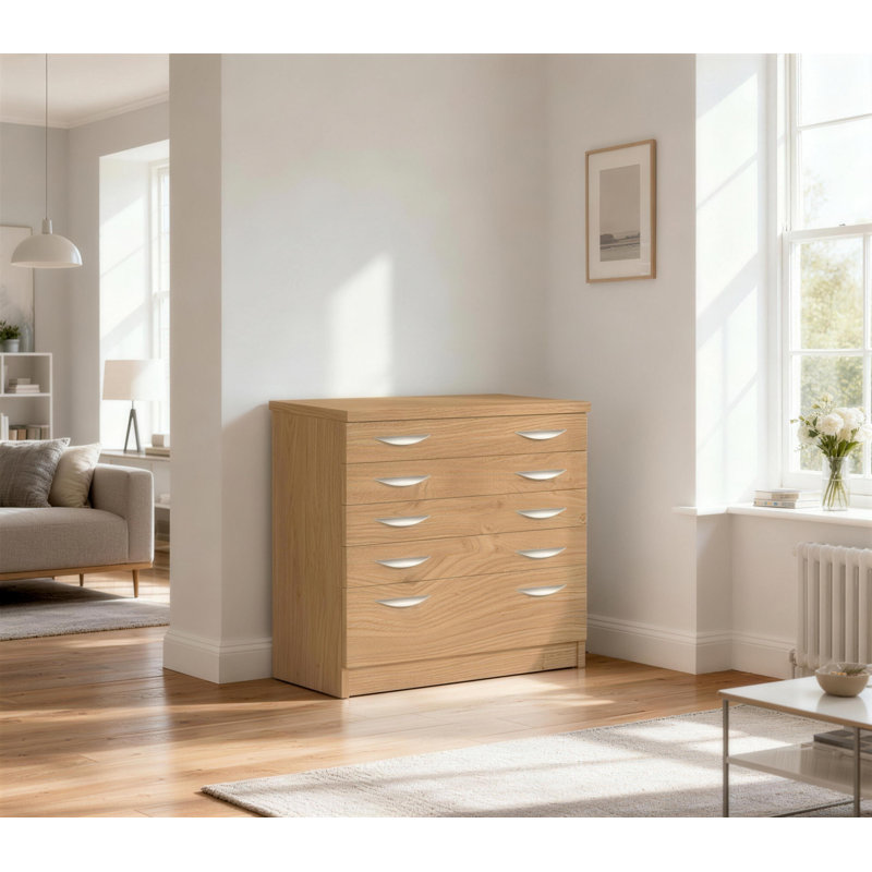 Barcomb 85cm Wide 5 -Drawer File Cabinet, English Oak