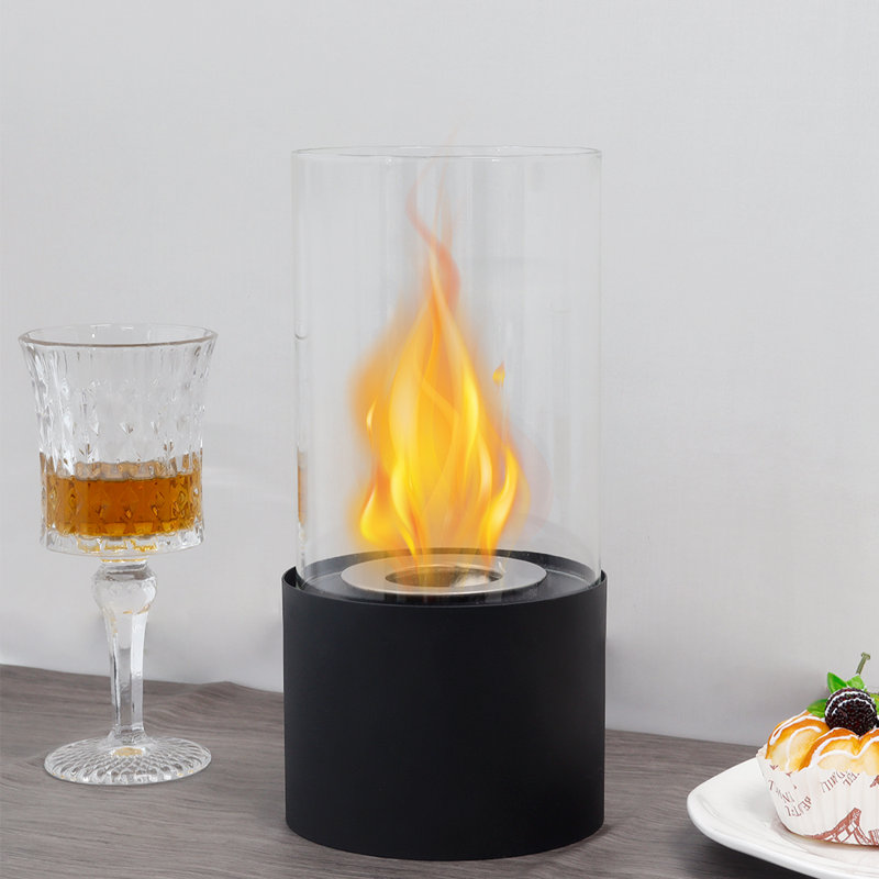 Black Metal Bio-Ethanol Free-Standing Outdoor Tabletop Fireplace
