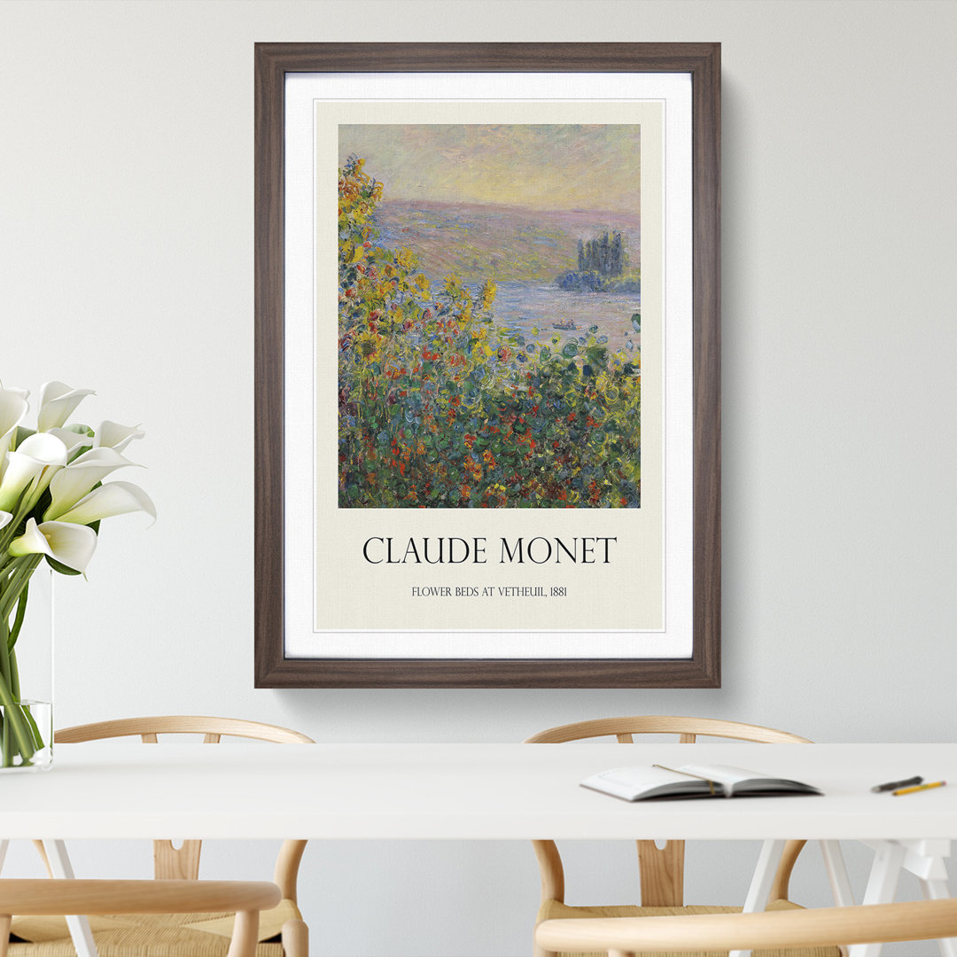 Flower Beds At Vetheuil by Claude Monet Framed Print