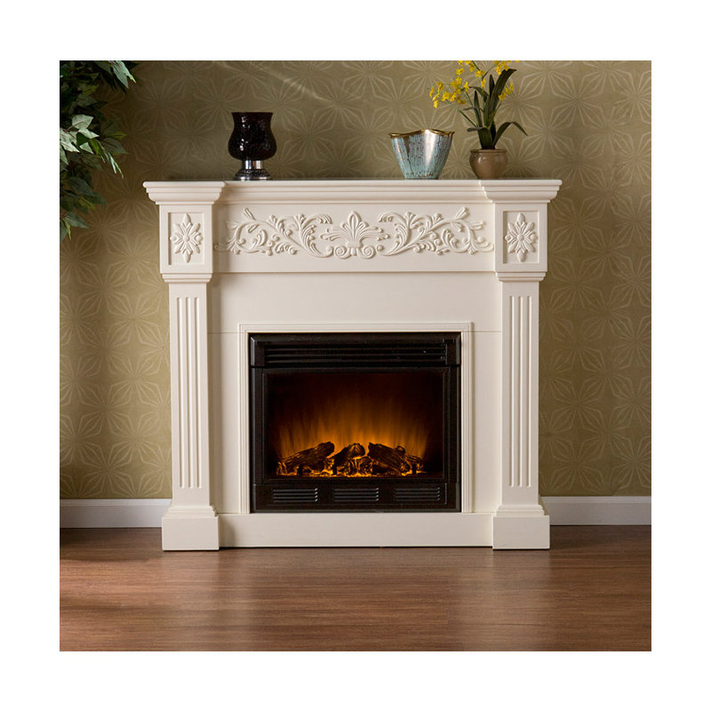 Genevrier 44.5'' W Electric Fireplace & Mantel Package, Ivory