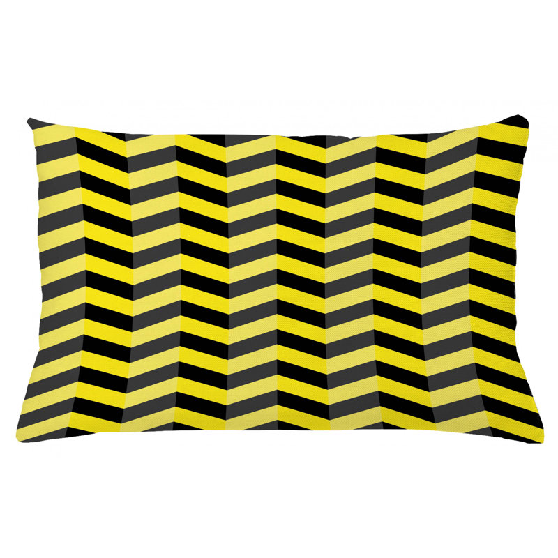 Housse de coussin décoratif à chevrons intérieur/extérieur, 16 po x 26 po, Jaune