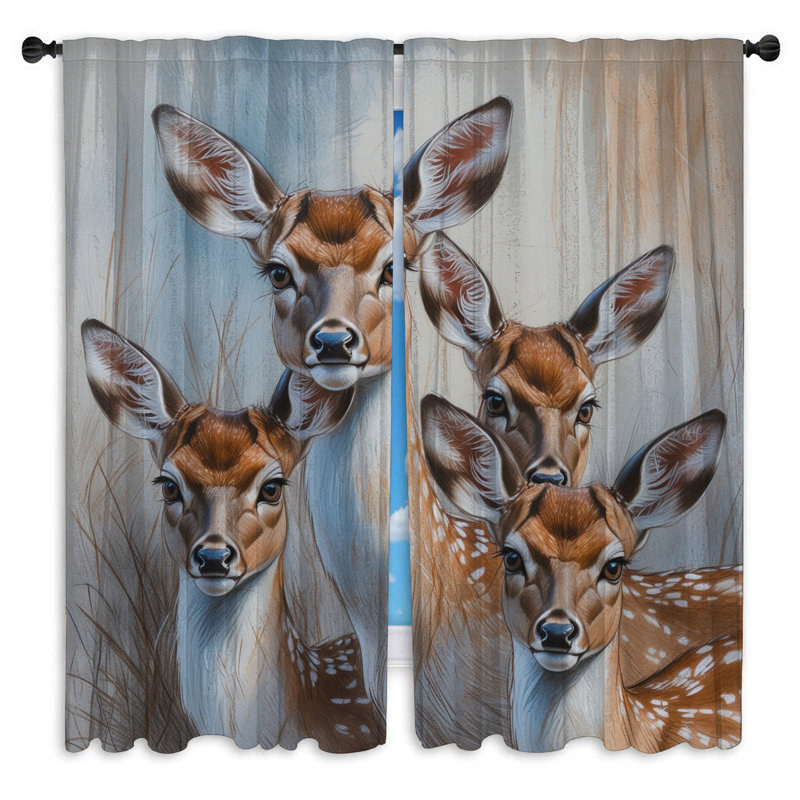 Groupe de rideaux de fenêtre avec cerfs obscurcissant - 2 panneaux, Obscurcissement de chambre, 20in x 80in - 2 panels
