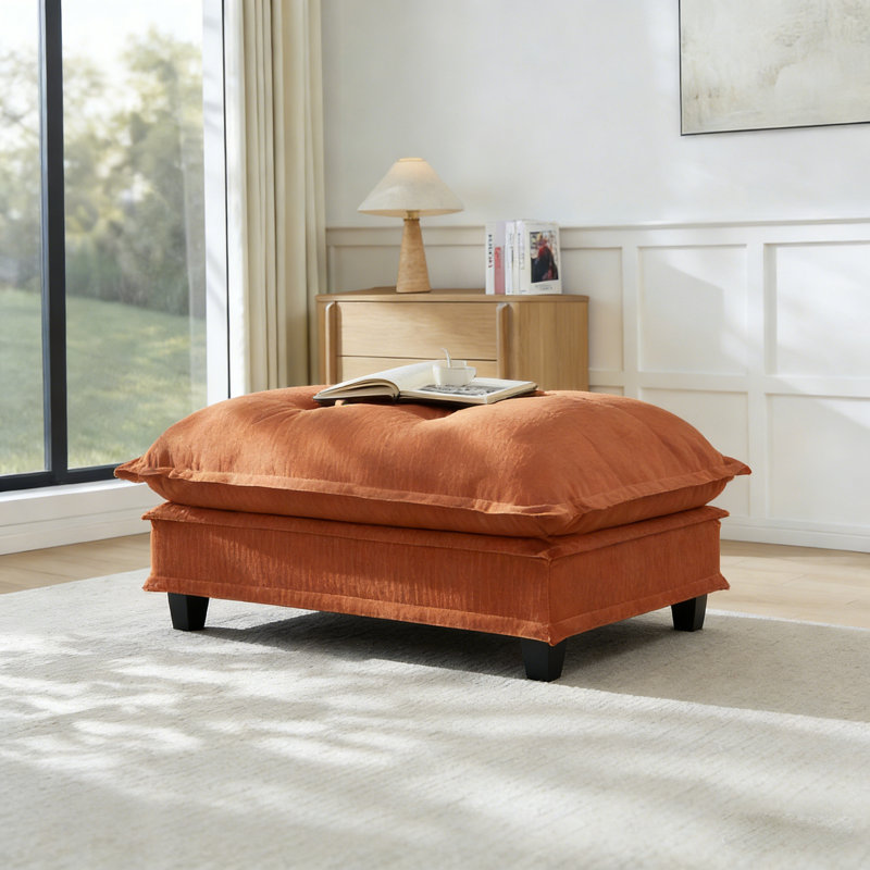 Repose-pieds, repose-pieds et décoration en chenille pour repose-pieds en tissu, Orange