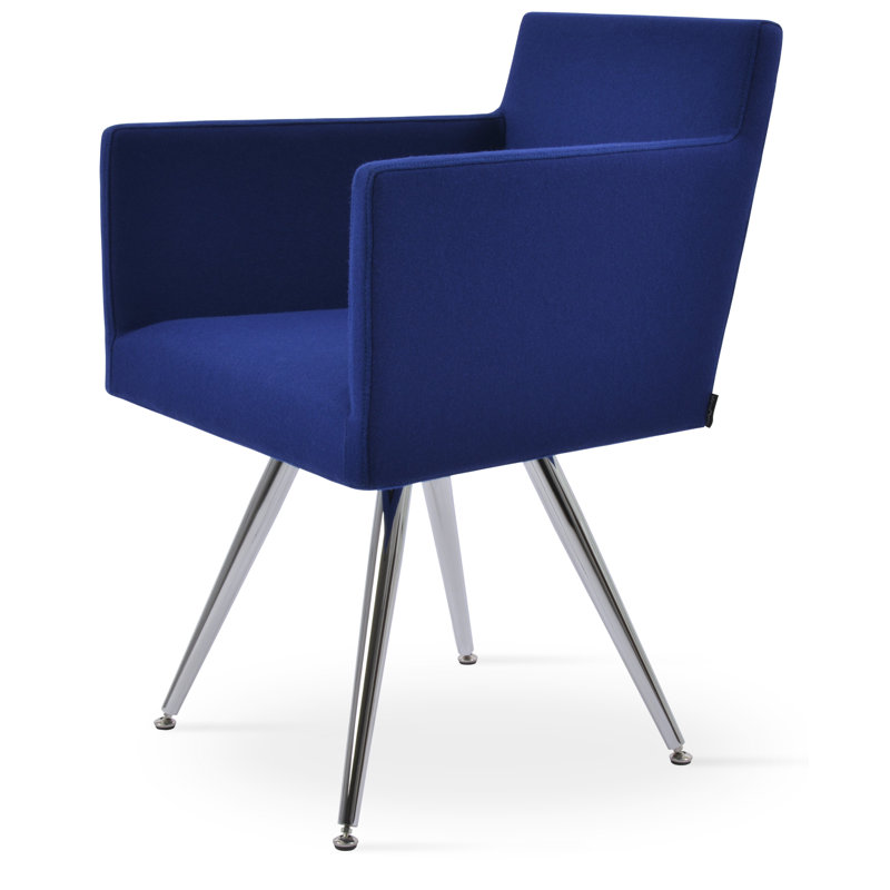 Fauteuil Harput, Laine bleu royal Camira, Acier inoxydable
