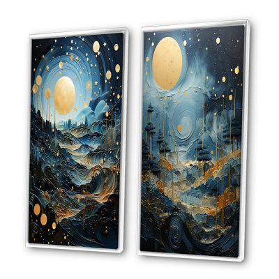 «Gold Blue Uranus Moonlight Mirage», 2 pièces