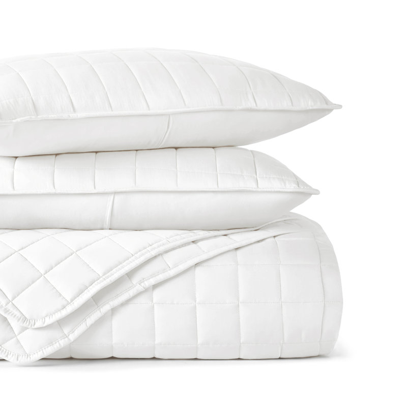 Becky Cameron Square Quilt Set, King/Cal. King Coverlet + 2 King Shams, White