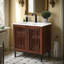 Meuble-lavabo de salle de bain rétro 30 po - fini brun antique, lavabo en céramique, portes à fermeture en douceur?