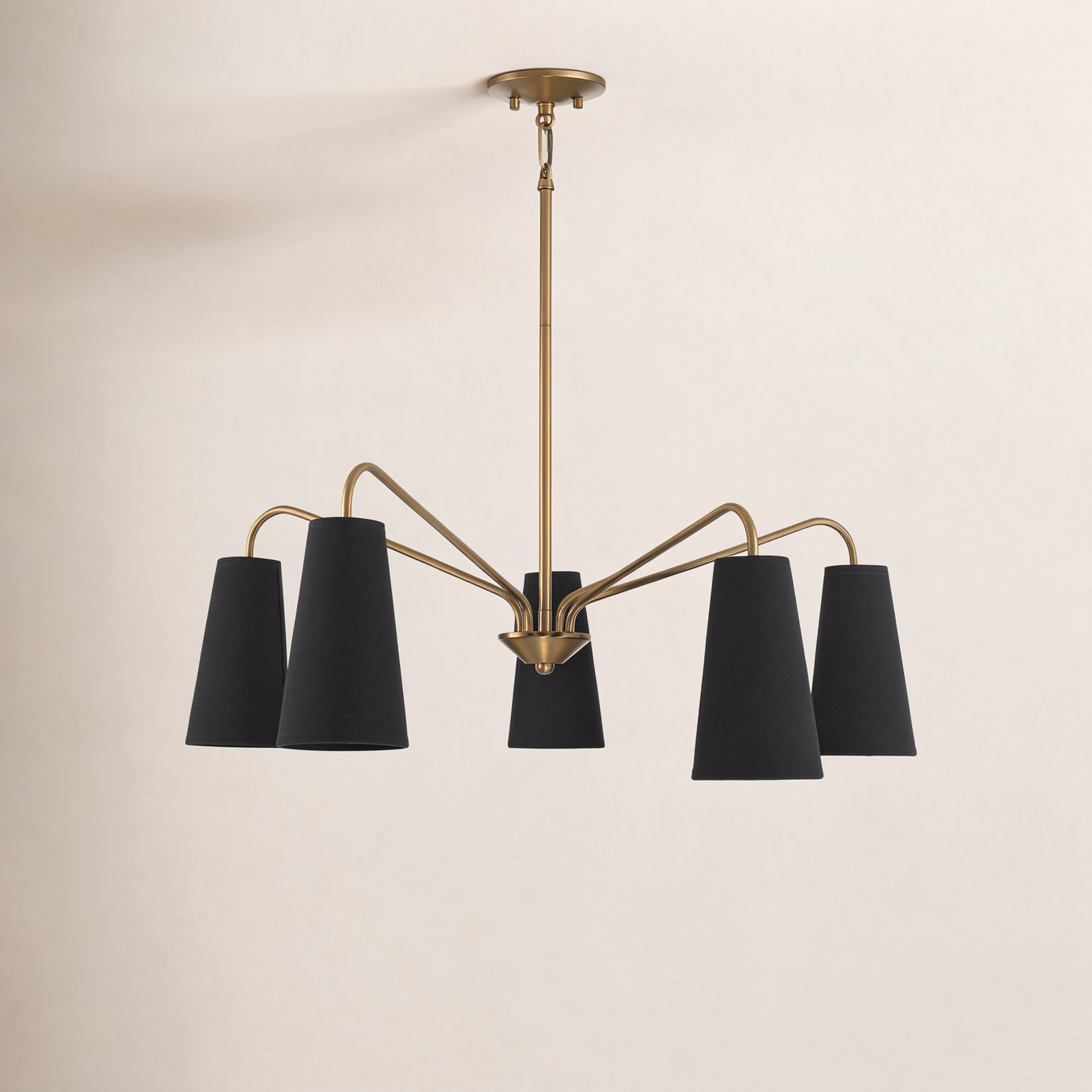 Cher 5-Light Chandelier, Black, Brass