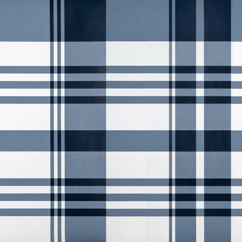 Dos Biarritz Plaid Wallpaper Double Roll, Azul