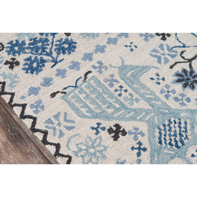 RamageTA-09BLU Ramage Collectionrug bleu, Rectangle 3 pi 6 po x 5 pi 6 po