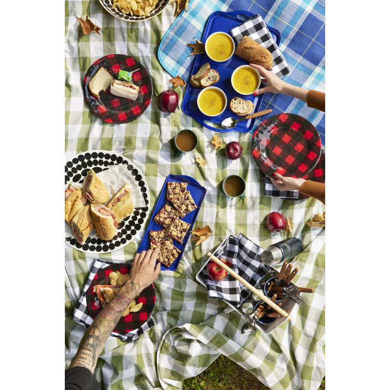 Arlington Cotton Gingham Square Napkin, Black/White