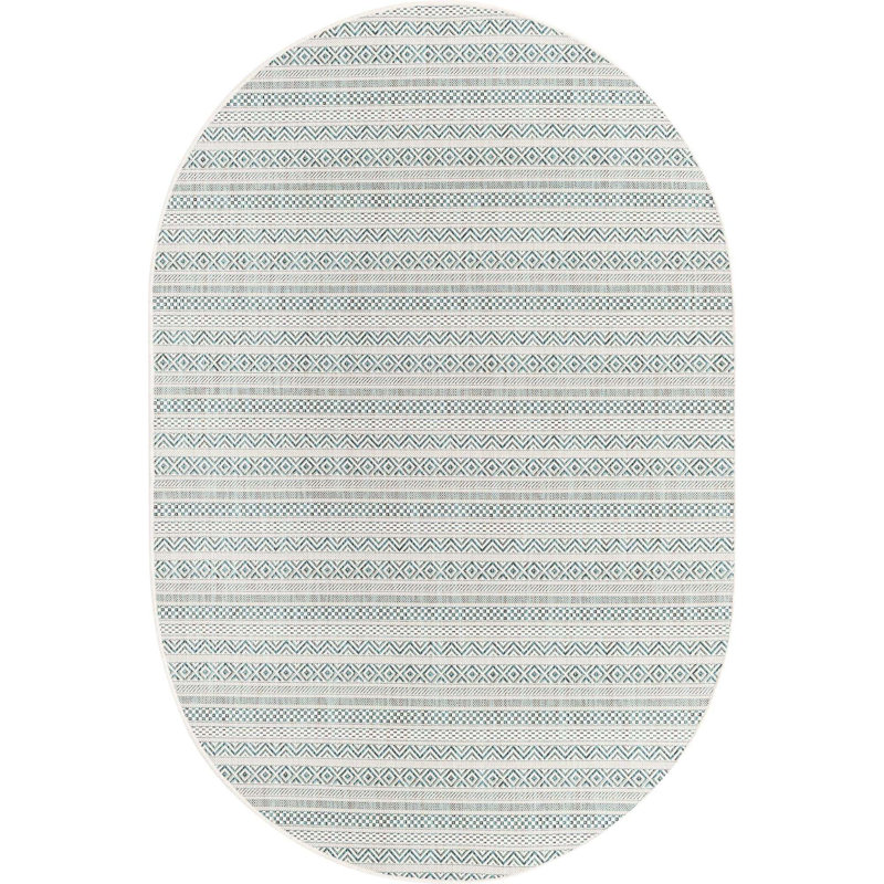 Hewitt Striped Indoor / Outdoor Rug, Oval 5'3" x 7'10"