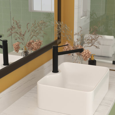 Lavabo vasque rectangulaire blanc en céramique 16 po x 12 po - Installation de salle de bain moderne, conception à faible absorption d'eau, teinture, installation sur comptoir