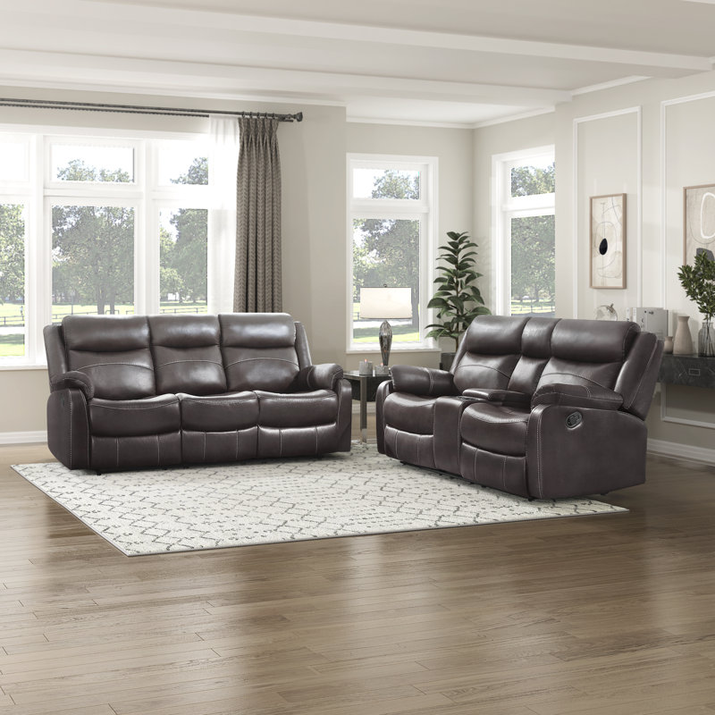 Ensemble 2 pièces de fauteuil inclinable manuel en microfibre Karston, Microfibre brun foncé / microsuède