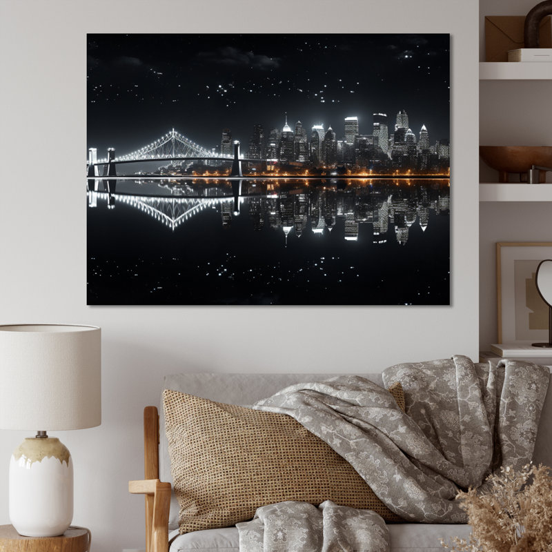 Canada City Glow - Canada Wall Art Living Room, H 12 po x l 20 po x P 1 po