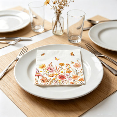 Thanksgiving Decorations Fall Floral Print Disposable Paper Napkins Disposable Tableware for Season Party Decorations