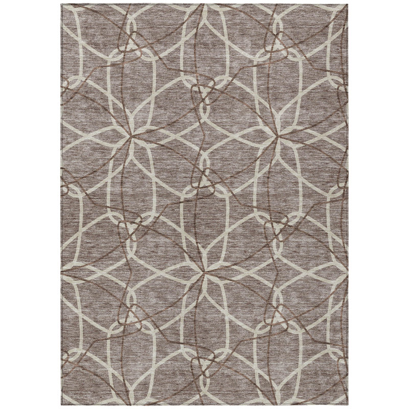 Tapis intérieur / extérieur lavable taupe et ivoire 3 pi x 5 pi