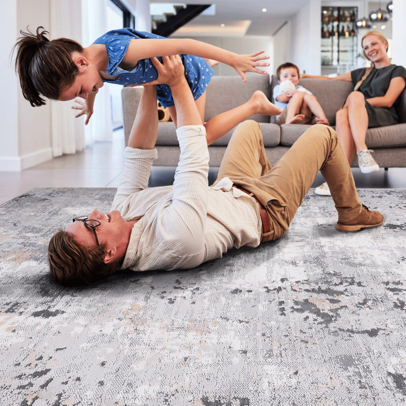 Tapis tissé et multicolore à motif abstrait et multicolore 2X3 tissé à la main
