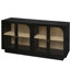 Armoire de rangement de salon avec porte en acrylique et patins antidérapants - Noir