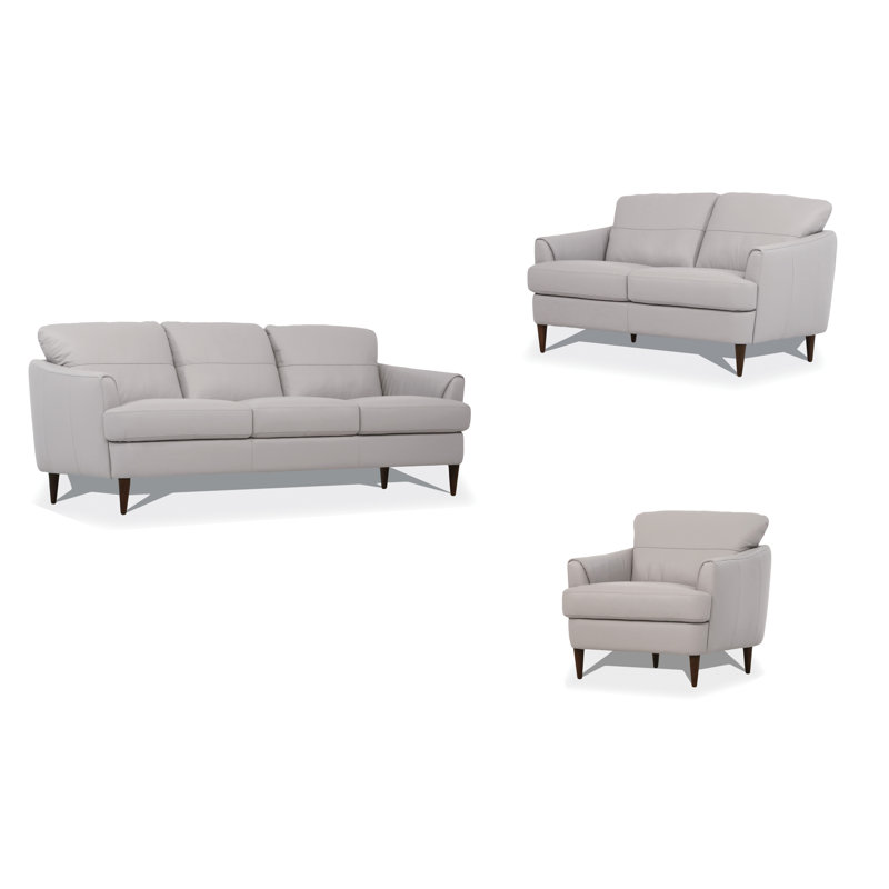 Causeuse Lyanna, Cuir véritable gris perle