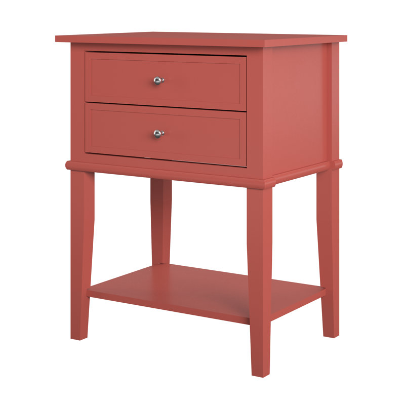 Deonni 56cm W Solid Wood Bedside Table, Terracotta