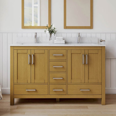 Felix  55'' Fully Assembled Freestanding Double Bathroom Vanity with Cultured Marble Top and Backsplash