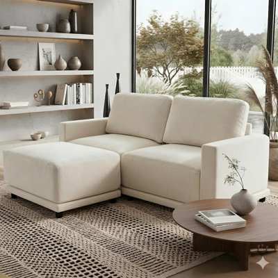 Ensemble de canapés modulaires de 79 po pour petit salon 79 po, canapé modulaire en chenille 3 pièces, beige