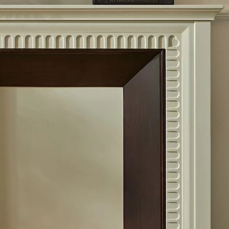 Foyer autoportant en bois massif beige et noyer