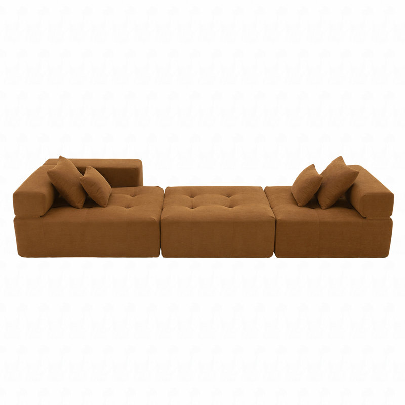 Canapé modulaire en forme de L 105,5 po Boneless, assise large et profonde, canapé minimaliste en velours côtelé infroissable, canapé-lit entièrement compressé pour le salon, combinaison gratuite de 3 ordinateurs, aucun assemblage requis