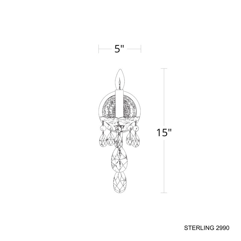 Sterling 1 Light Wall Sconce in Gold with Clear Radiance Crystals, Chinese (K9), Polished Gold