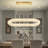 31.5'' Gold Ring Pendant Light For Kitchen Island Modern Linear Oval Crystal Chandeliers 