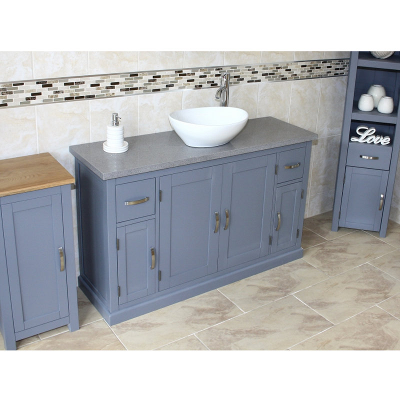Bora 1230mm Single Bathroom Vanity with Vessel Ceramic Basin, Grey