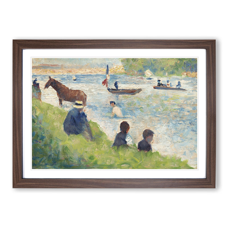 Study of Bathers Vol.1 by Georges Seurat - Picture Frame Painting, 48cm H x 65cm W x 2cm D, Walnut Framed
