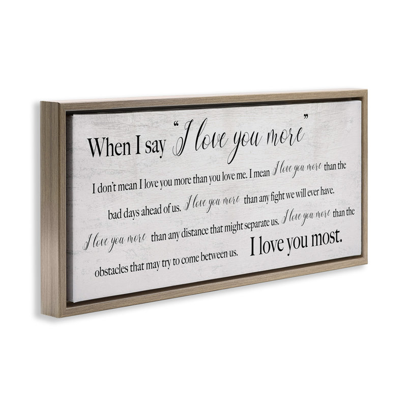 «Love You Most Sentiments» par Daphne Polselli, H 14 po x l 31 po, Cadre flottant orme Montalcino