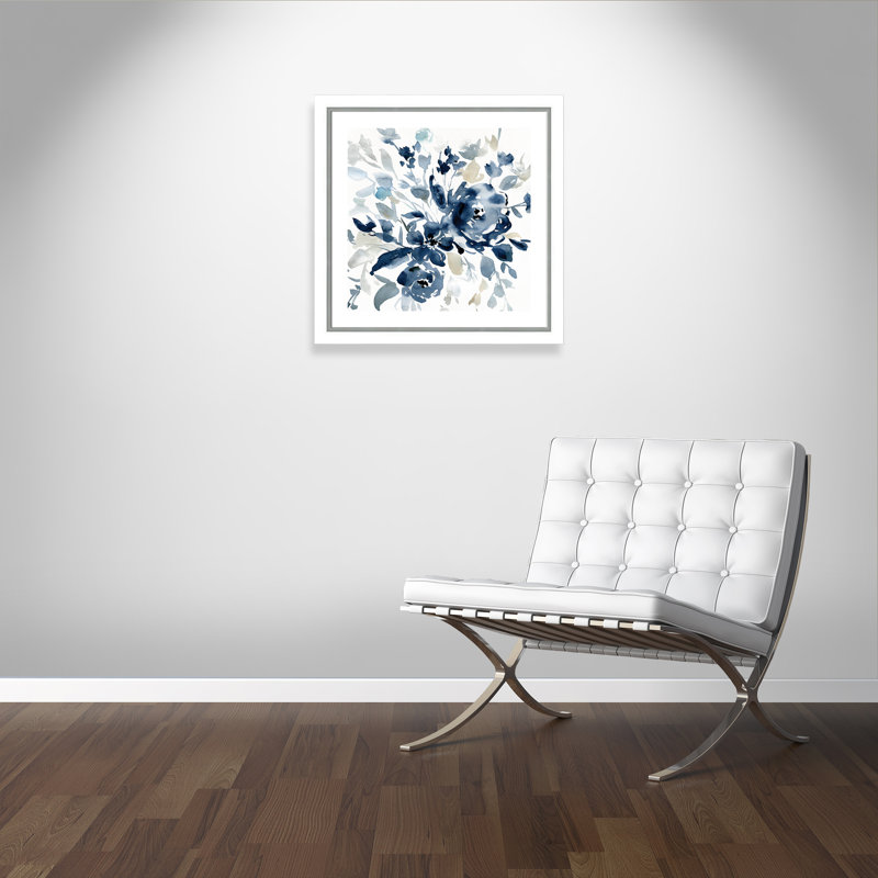 Indigo Garden I - peinture encadrée, Papier encadré blanc / argent, H 29,75 po x l 29,75 po x P 1,13 po