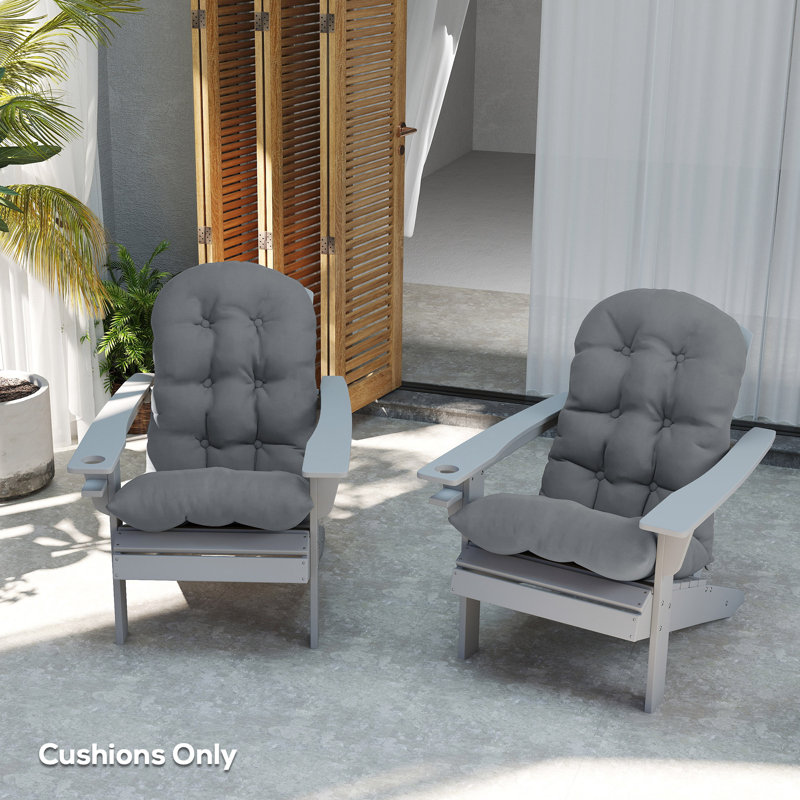 Adirondack Chair Cushions Set of 2, Tufted Lawn Chair Cushions, Gray