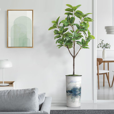 Artificial Tree in American Flag Planter Fake Magnolia Tree (Plant Pot Plus Tree)