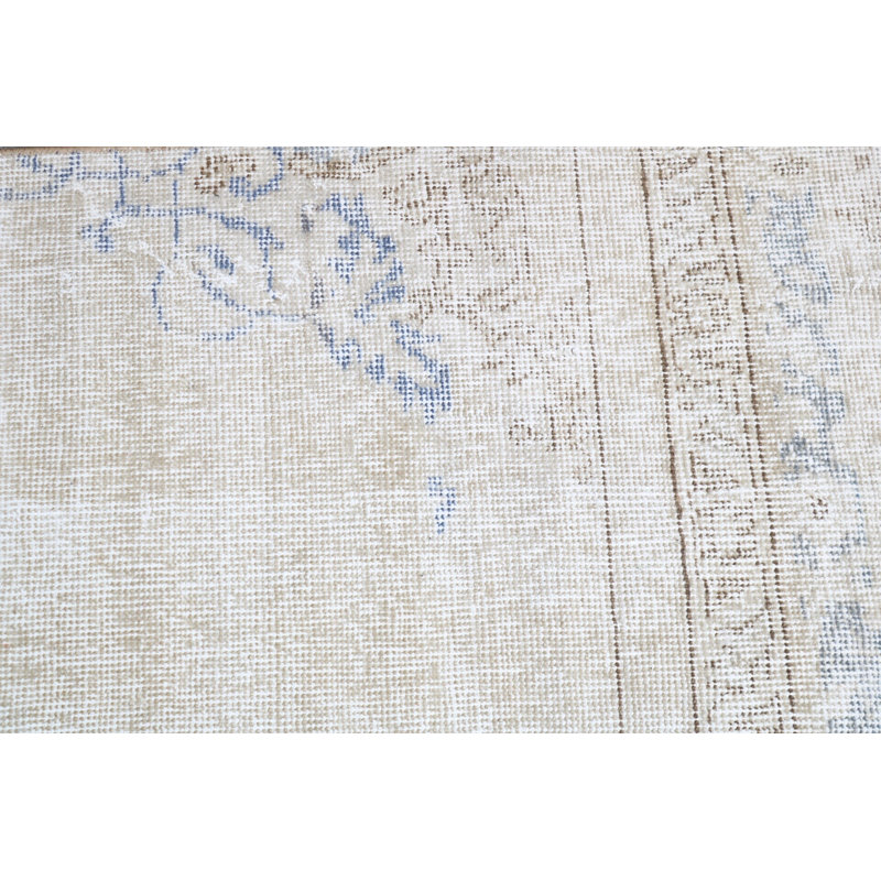 Antique Turkish Runner Rug in Beige-Boho Handwoven Textured Style Ideal for Hallway Decor