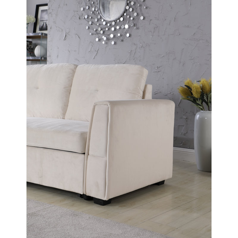 Velvet Curved Sectional Symmetrical, Cream Silk