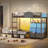 Convertible L-shaped Loft bed with Chest of Drawers, Twin Bunk Bed for Bedroom, Kids bed with twin bed underneath-1394377382