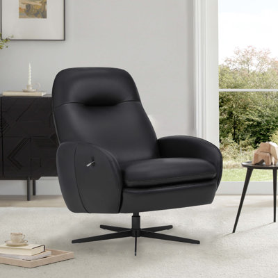 Fauteuil inclinable et pivotant en cuir véritable Danva