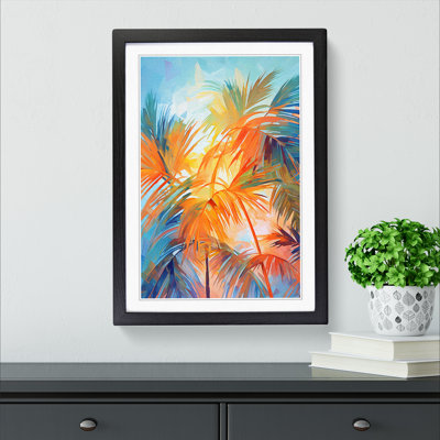 Palm Leaf Impressionism - Single Picture Frame Print on Wood